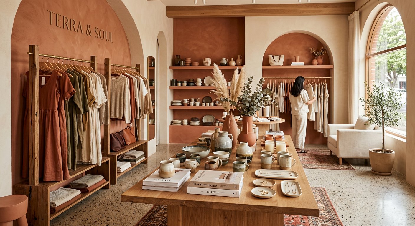 AI-generated boutique & retail mood imagery for this fictional design sample