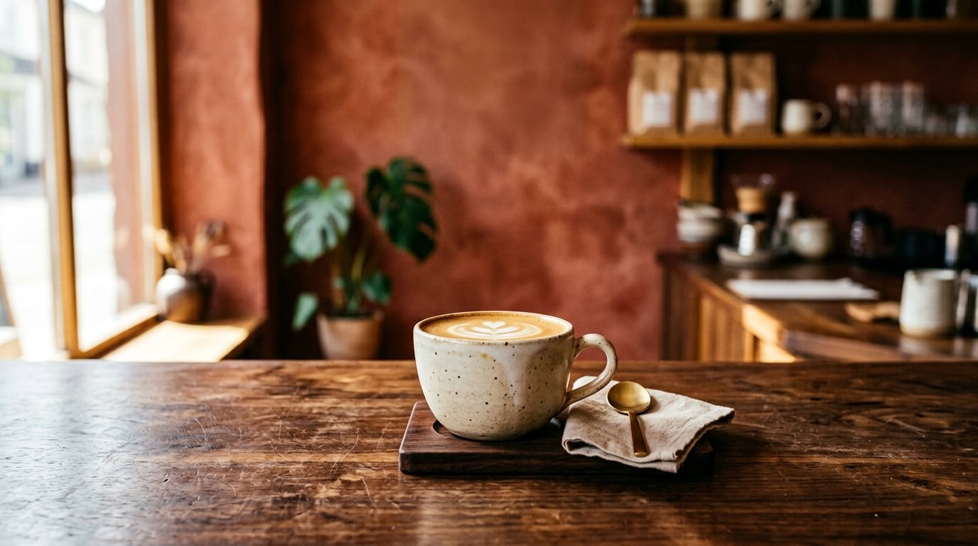 AI-generated café & hospitality mood imagery for this fictional design sample